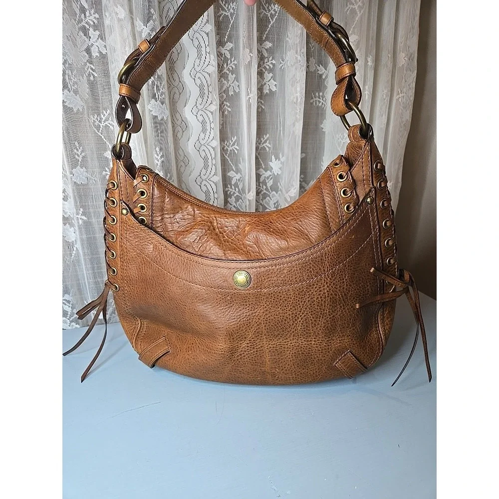 Y2K COACH Brown/Tan Leather, Chelsea Abbey Lace Up Hobo Shoulder Bag, 10971